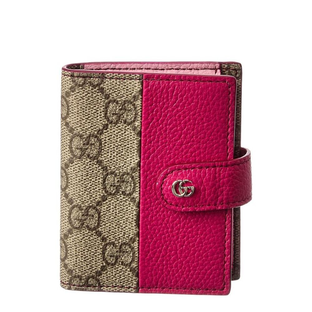 Gucci Floral Gg Supreme Canvas & Leather Card Holder, Pink